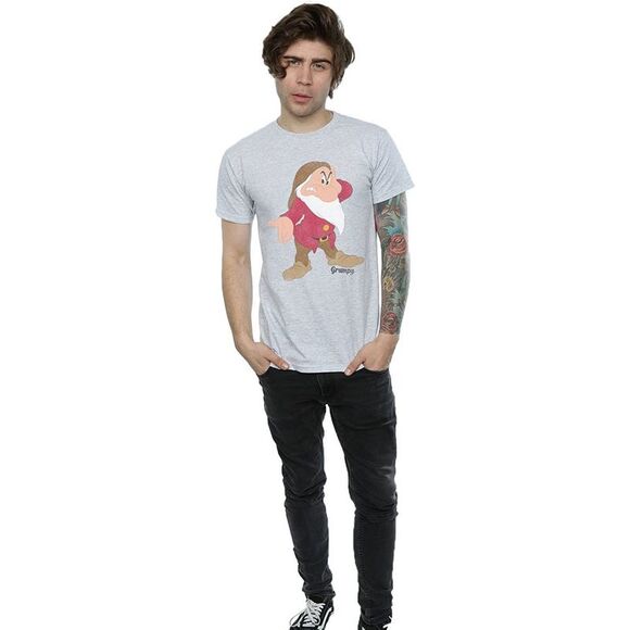 Snow White And The Seven Dwarfs Mens Classic Grumpy Heather T-Shirt / Gray - Picture 3 of 3